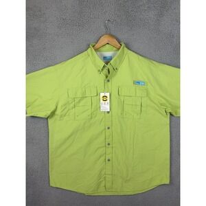 Tuna Shirt Mens XL Green Short Sleeve Nylon Vented Fishing Button UPF 50 Outdoor